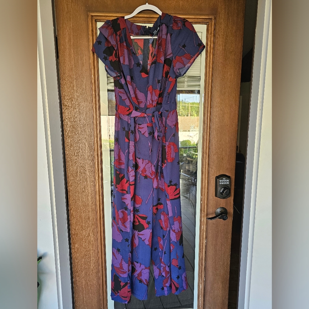 Modcloth Floral Jumpsuit in Purple and Red